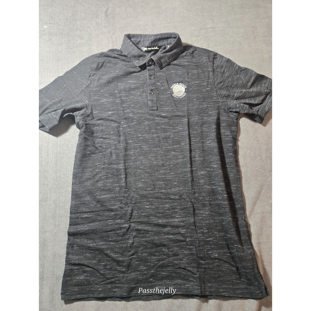 TravisMathew Pebble Beach Golf Links Men's Medium Black Heather Golf Polo Shirt